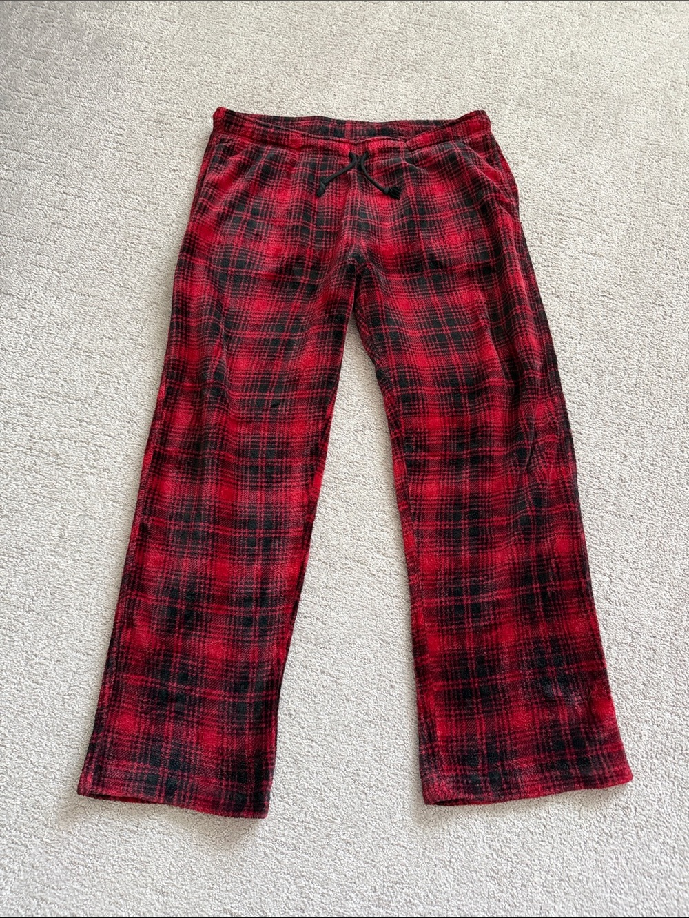 The American Outdoorsman Men's Red Plaid Fleece Lounge Pants - Large